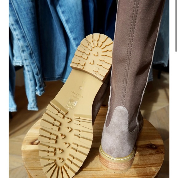 STUART WEITZMAN TAUPE SUEDE CITY BOOT - Picture 3 of 3
